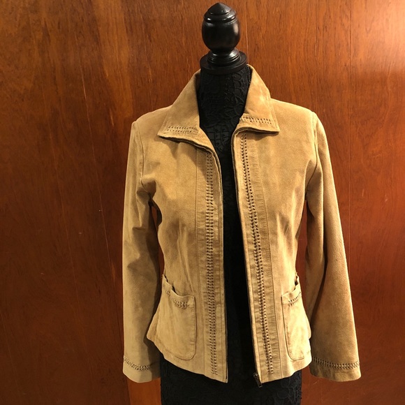 Leather Suede Zip Jacket with Pockets and Detail - Picture 3 of 8